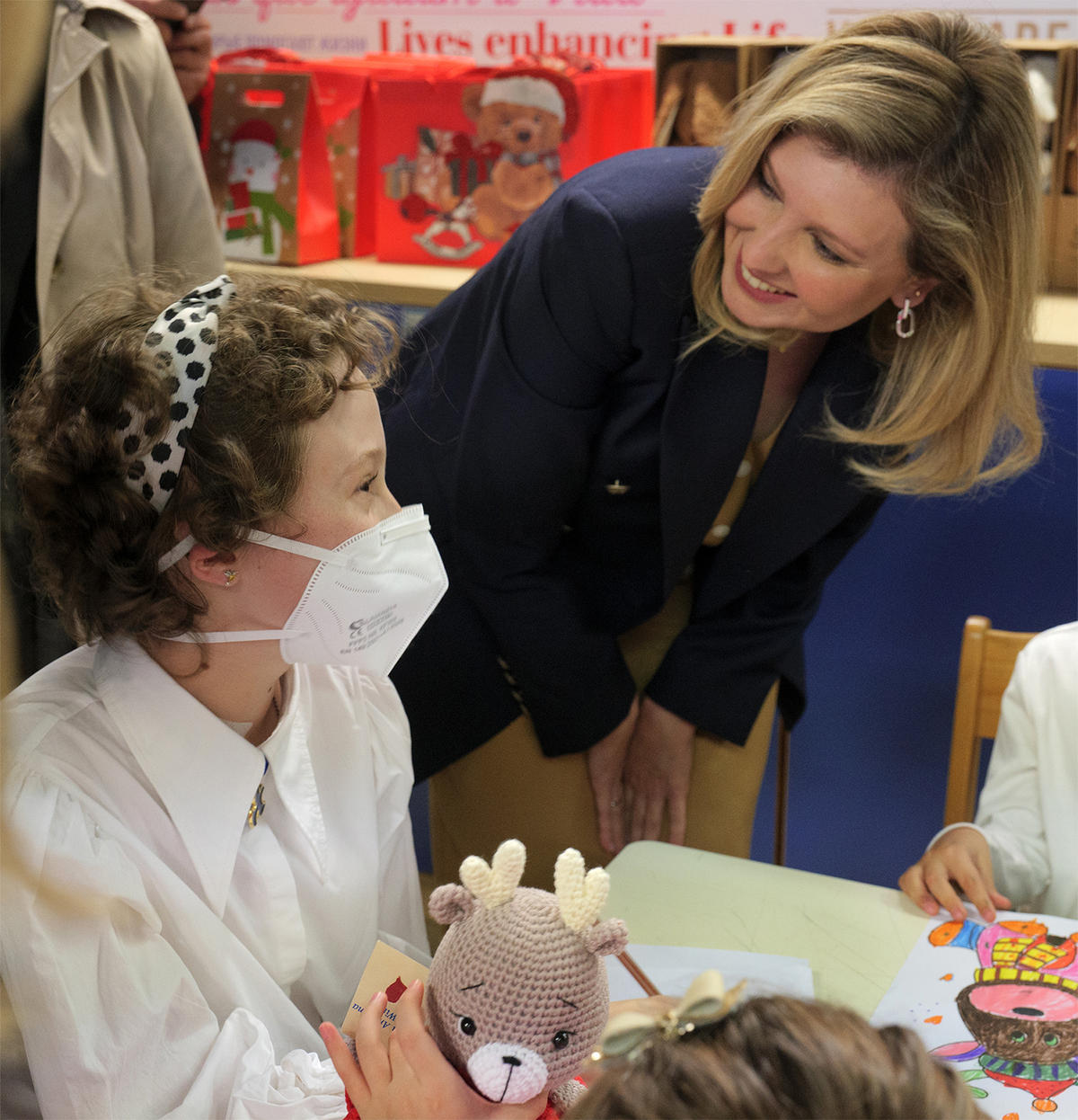 Olena Zelenska, First Lady of Ukraine, with a patient at the Bambino Gesù children's hospital in Rome.