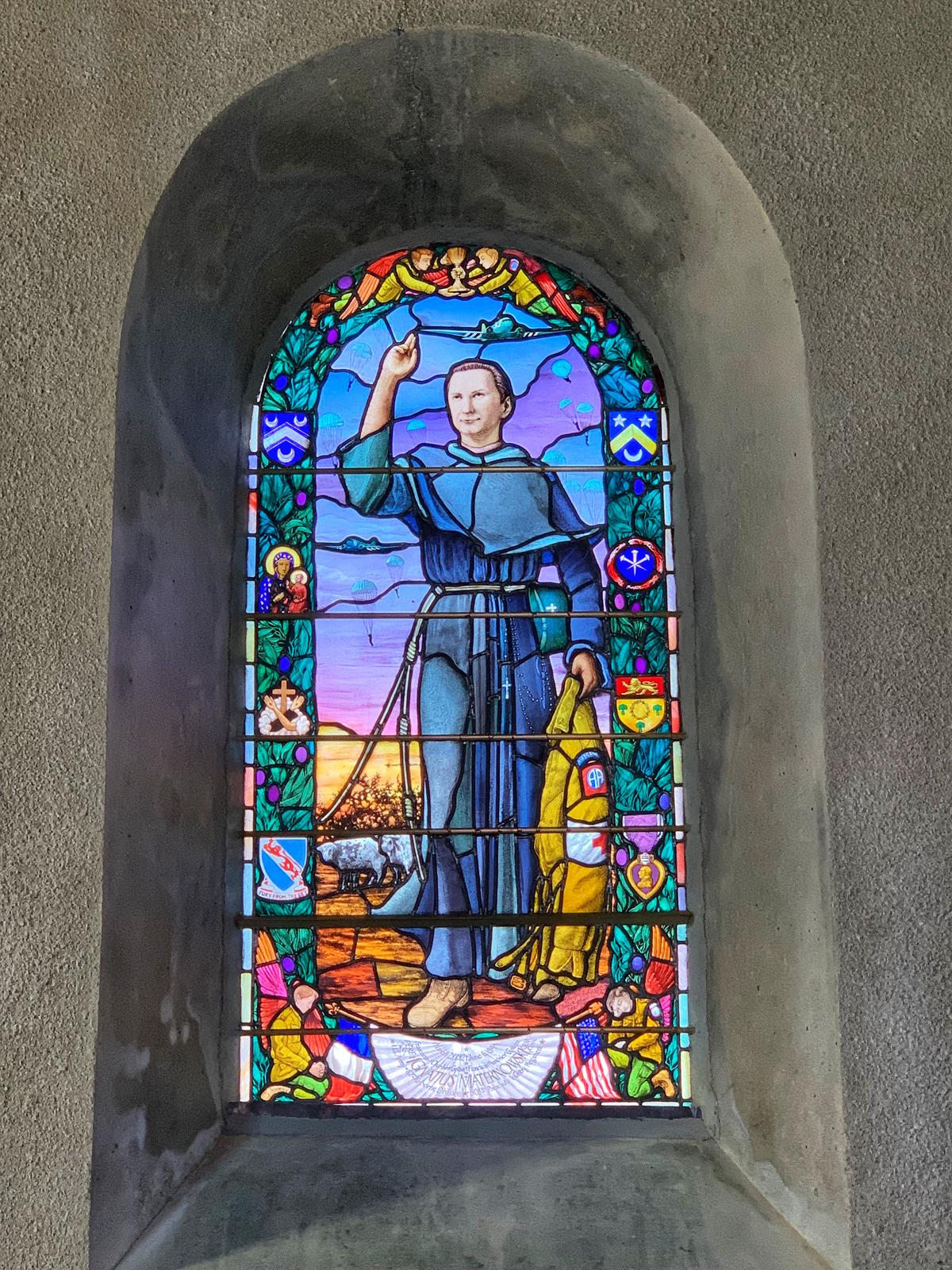 Stained glass window honoring Fr. Ignatius Matenowski.