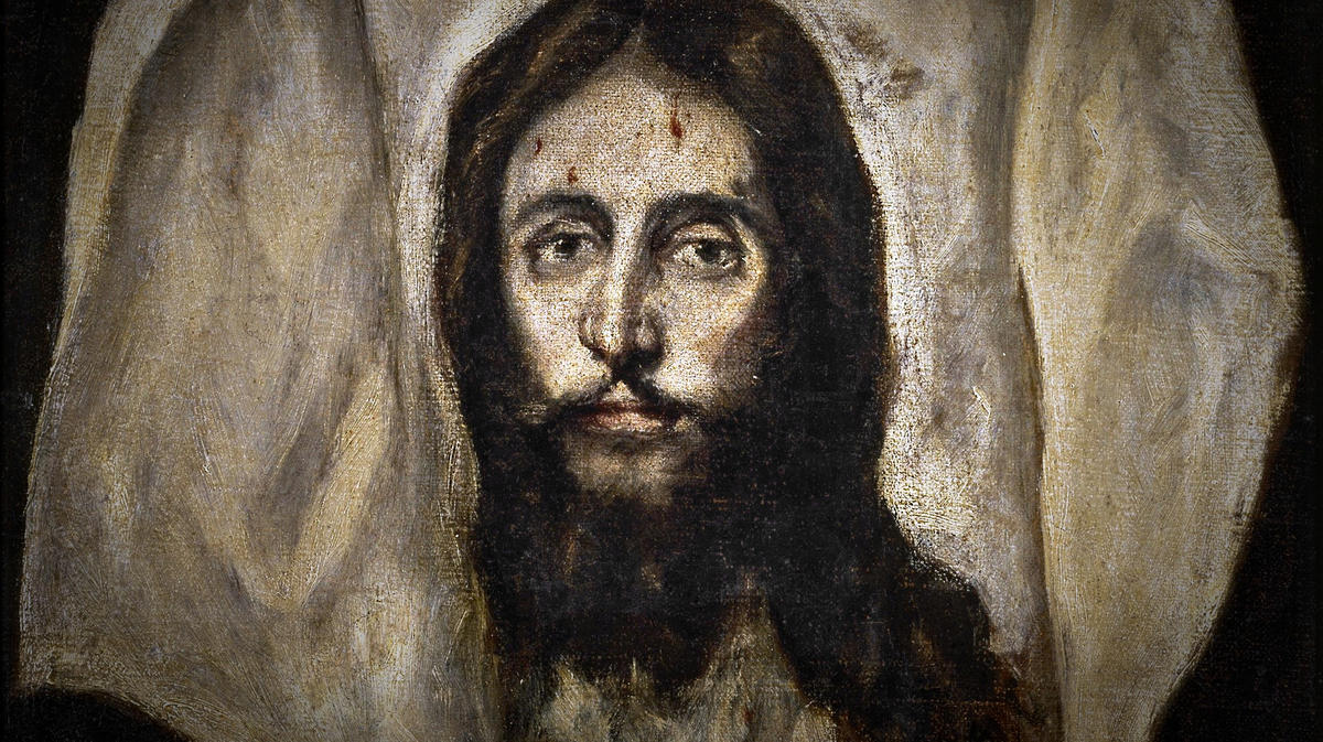 Stacja 6 Drogi Krzyżowej: Święta Weronika ociera twarz Jezusowi