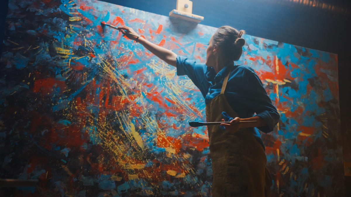 art woman painting colorful