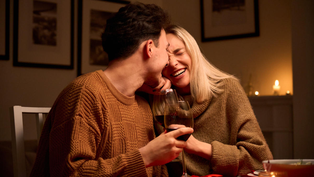 Young couple laughing