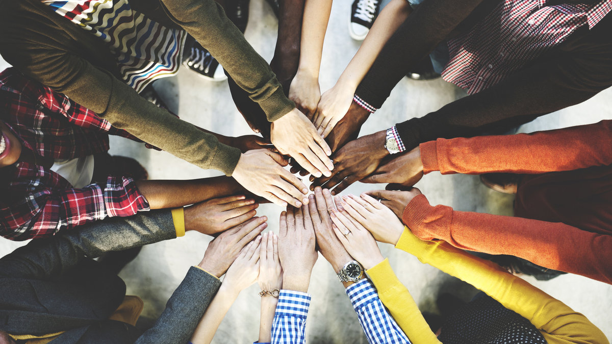Diverse People Friendship Togetherness Connection Aerial View Concept