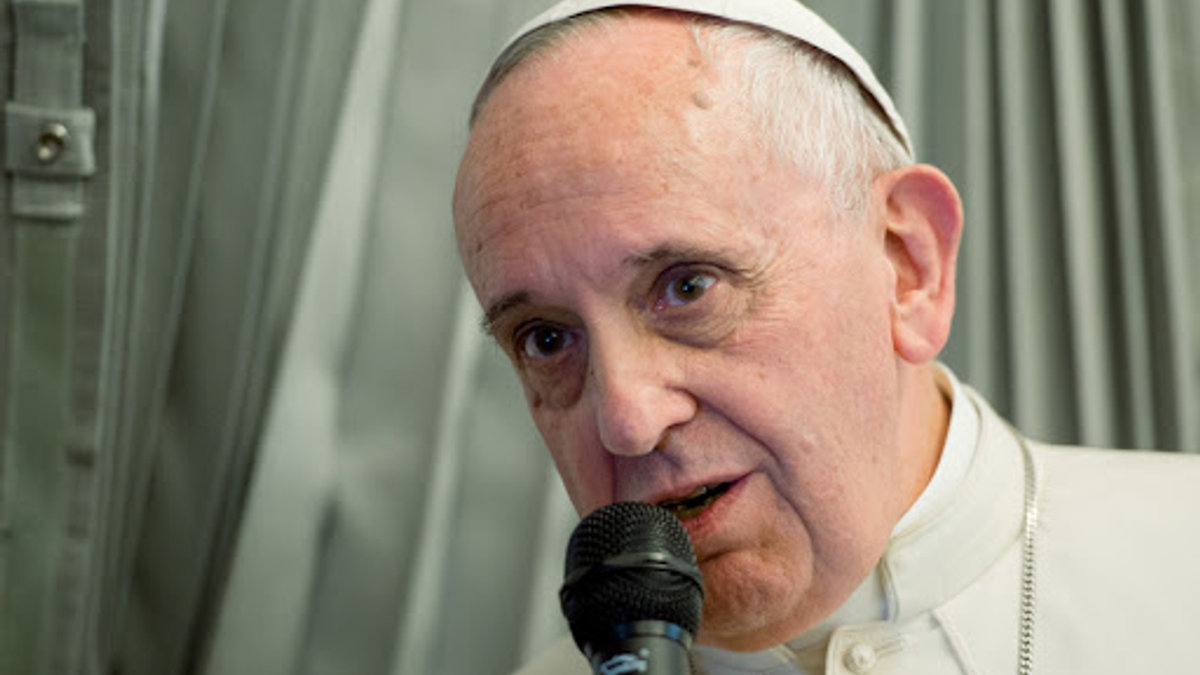 Pope Francis during the press conference on the papal flight – CPP – fr