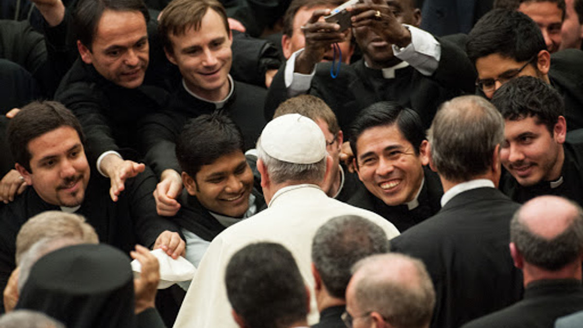 Pope Francis during a special audience with priests and seminarists – fr