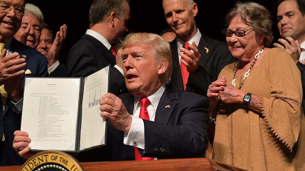 PRESIDENT TRUMP SIGNS CUBA POLICY