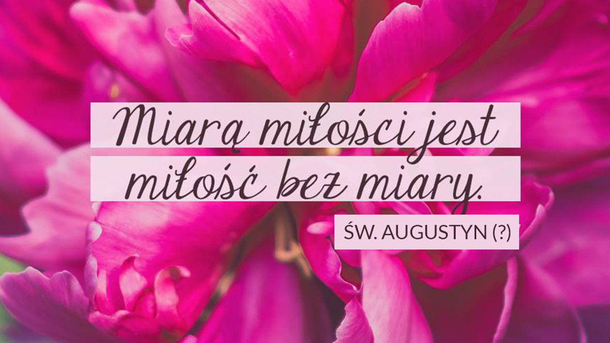 Miarą miłości jest miłość bez miary - powiedział święty Augustyn?