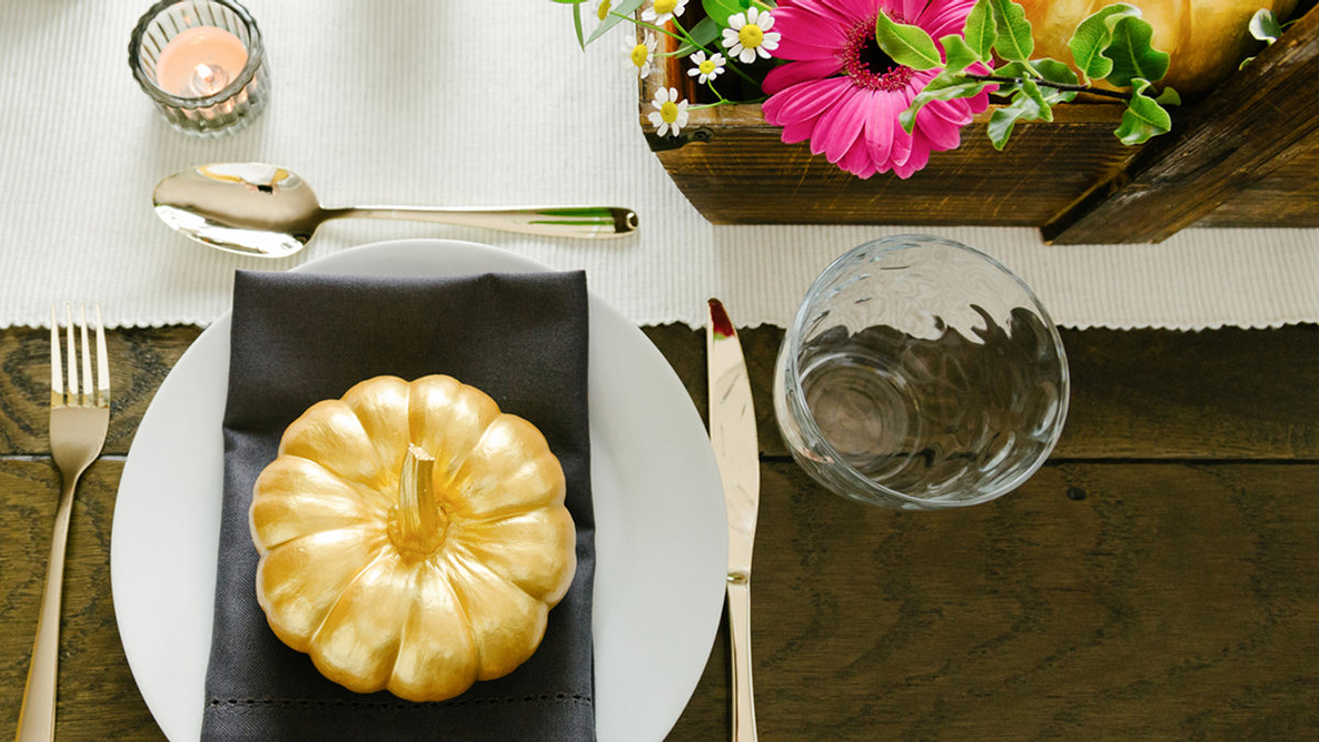 Gold Pumpkin Table Setting