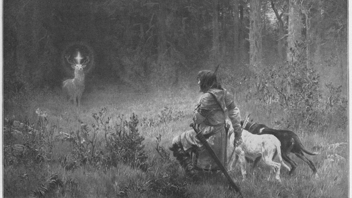Saint Hubert converted to Christianity