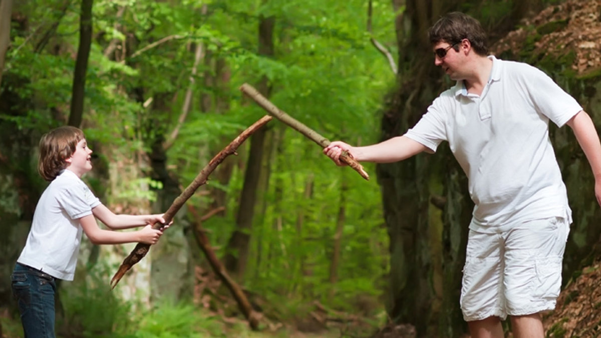 FATHER,SON,SWORD FIGHT