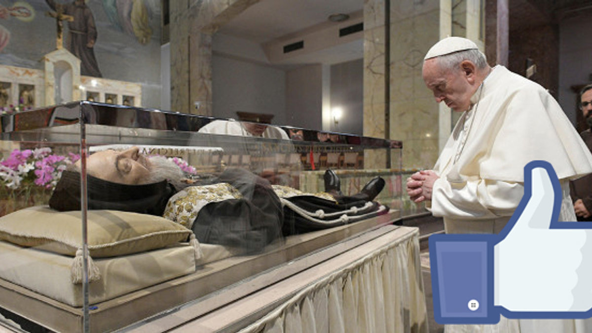 POPE FRANCIS,PADRE PIO,FACEBOOK,LIKE