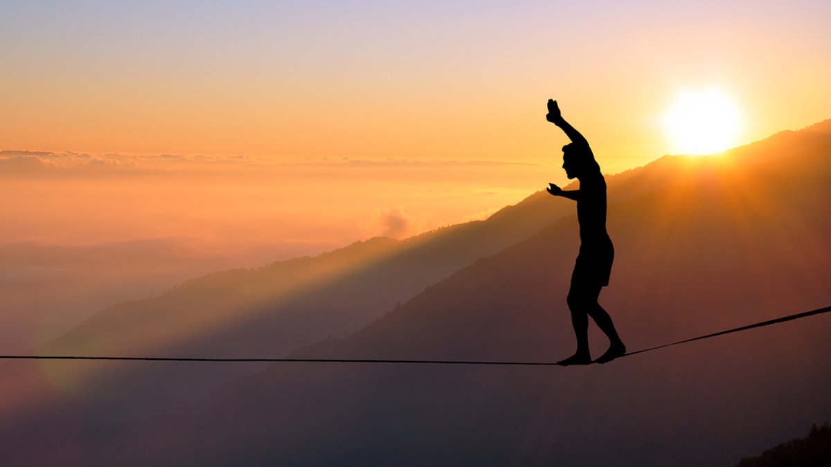 TRAMONTO, ACROBATA, EQUILIBRIO