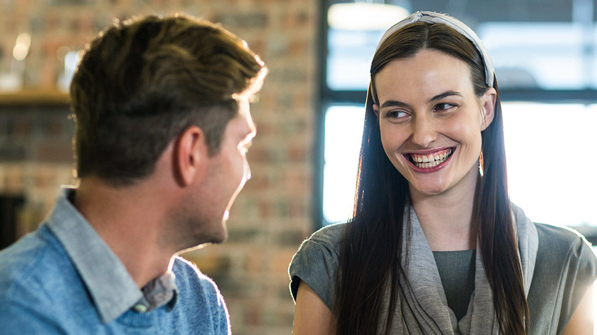 WOMAN AND MAN TALKING