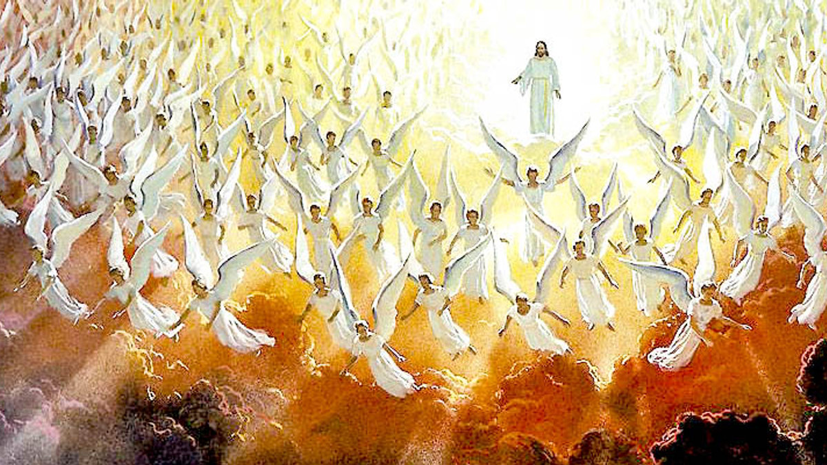 JESUS,ANGELS,CLOUDS