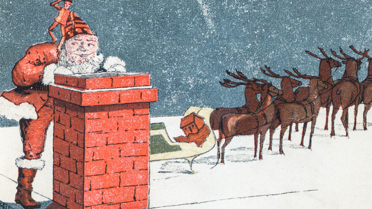 SAINT NICHOLAS, REINDEERS, CHIMENY