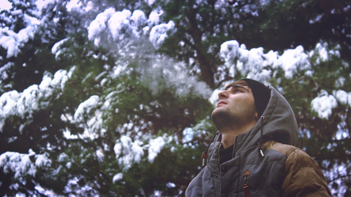 man, snow, mountain,