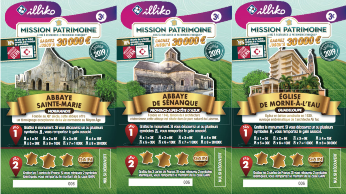 tickets de grattage loto du patrimoine 2019