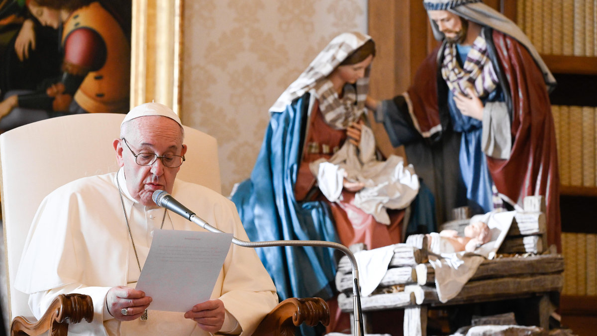 Papa Francisco e o Natal de Maria e José e o Menino Jesus