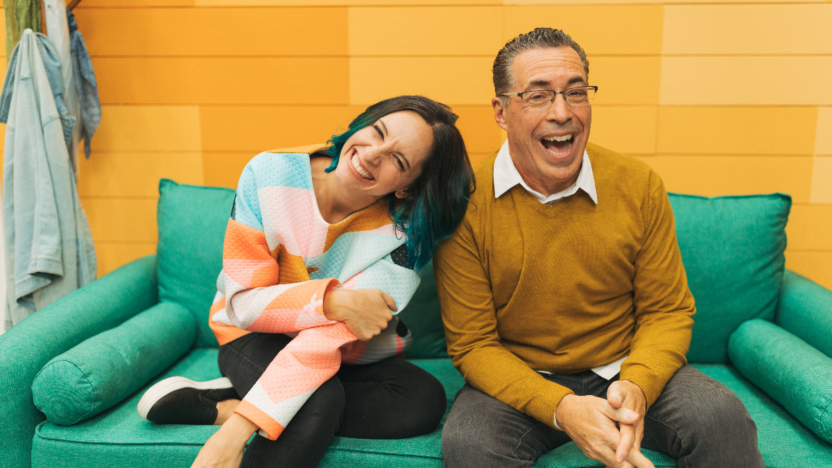 man, woman, couch, Juice Box, tv show