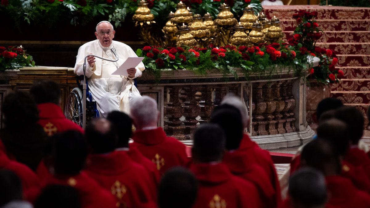 Pope Francis during Holy Mass on Pentecost Sunday presided over by cardinal Giovanni Battista Re