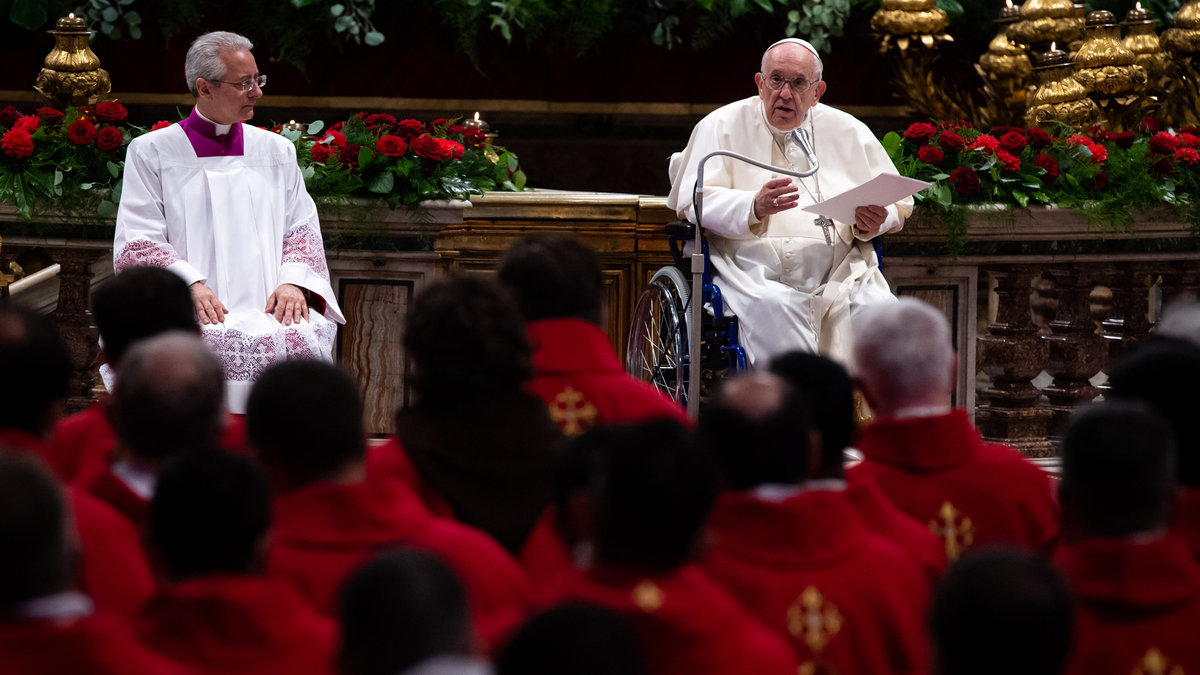 Pope Francis during Holy Mass on Pentecost Sunday presided over by cardinal Giovanni Battista Re
