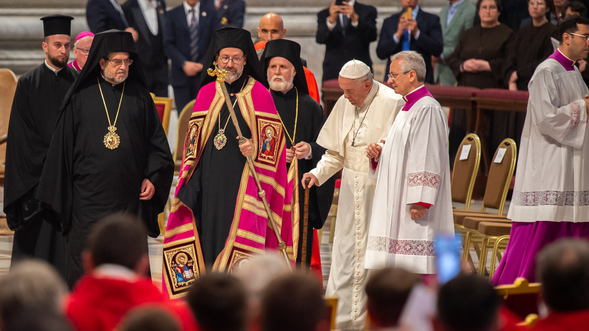 Pope Francis leads a mass for the Solemnity of Saints Peter and Paul