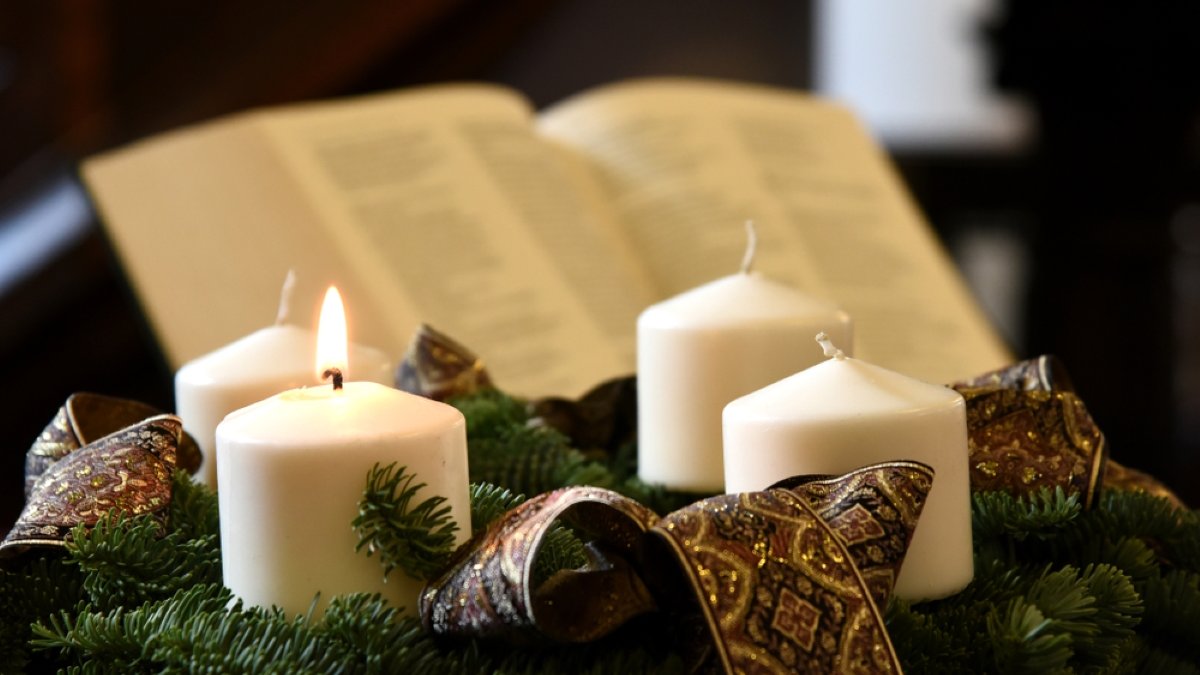Advent candles in the church