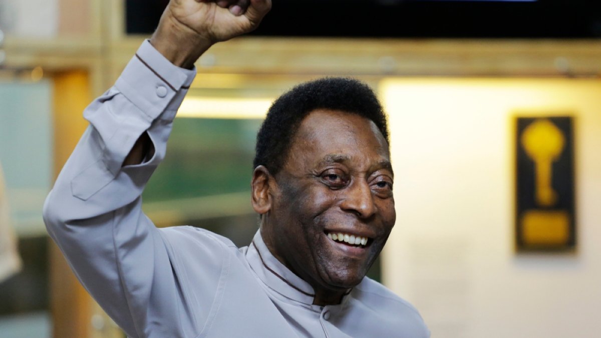 footballer Pele during the inauguration of the Pele Museum