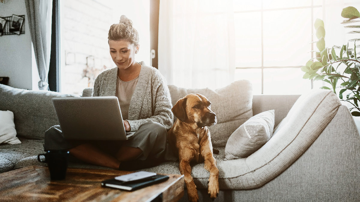 woman-working-computer-dog