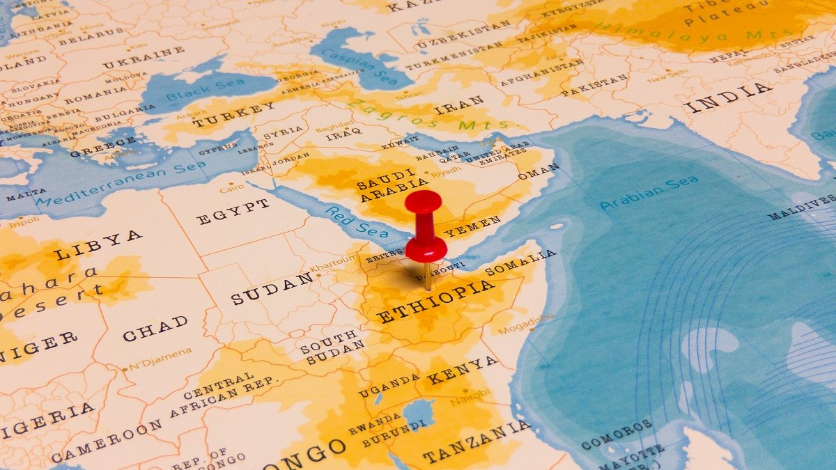 Ethiopia map with pin