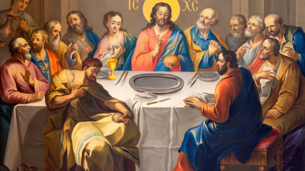 Jezus Chrystus i apostołowie podczas ostatniej wieczerzy