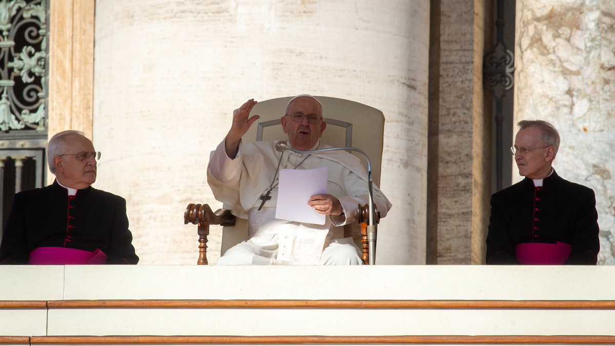 Pope Francis during his weekly general audience in Saint Peter's square at the Vatican