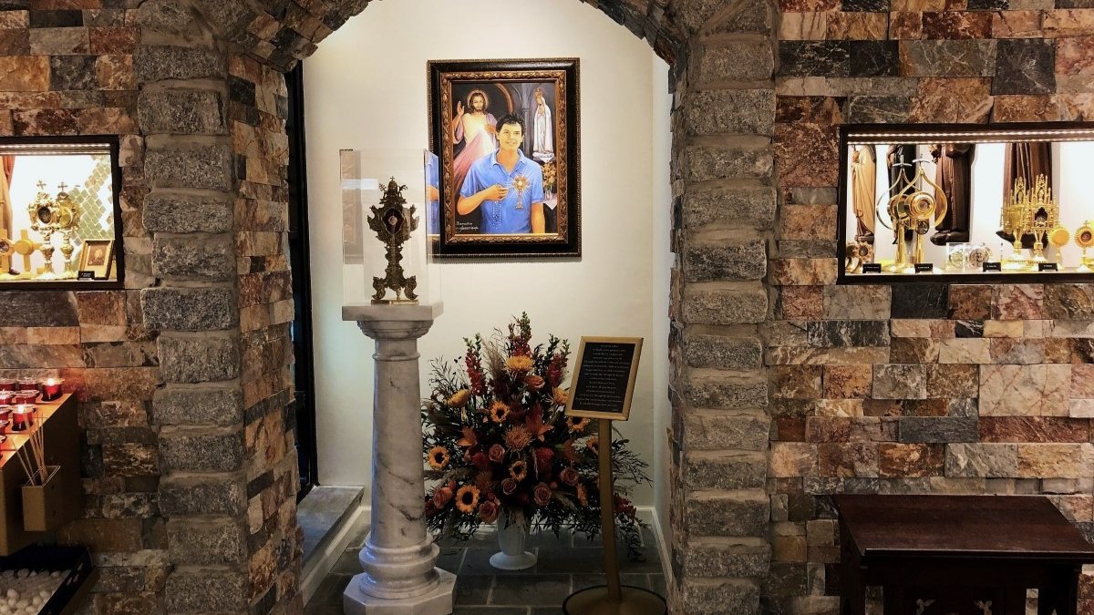 Shrine to Blessed Carlo Acutis at St. Dominic's Church in Brick Township, NJ.
