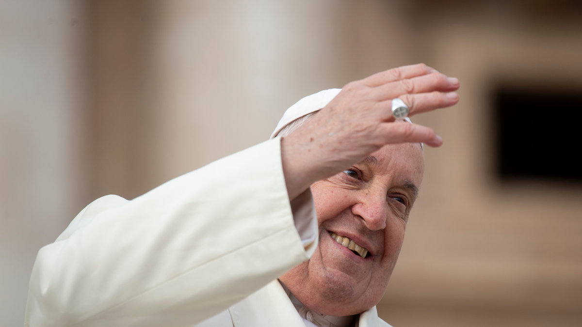 Pope Francis at the end of his weekly general audience in Saint Peter's square at the Vatican
