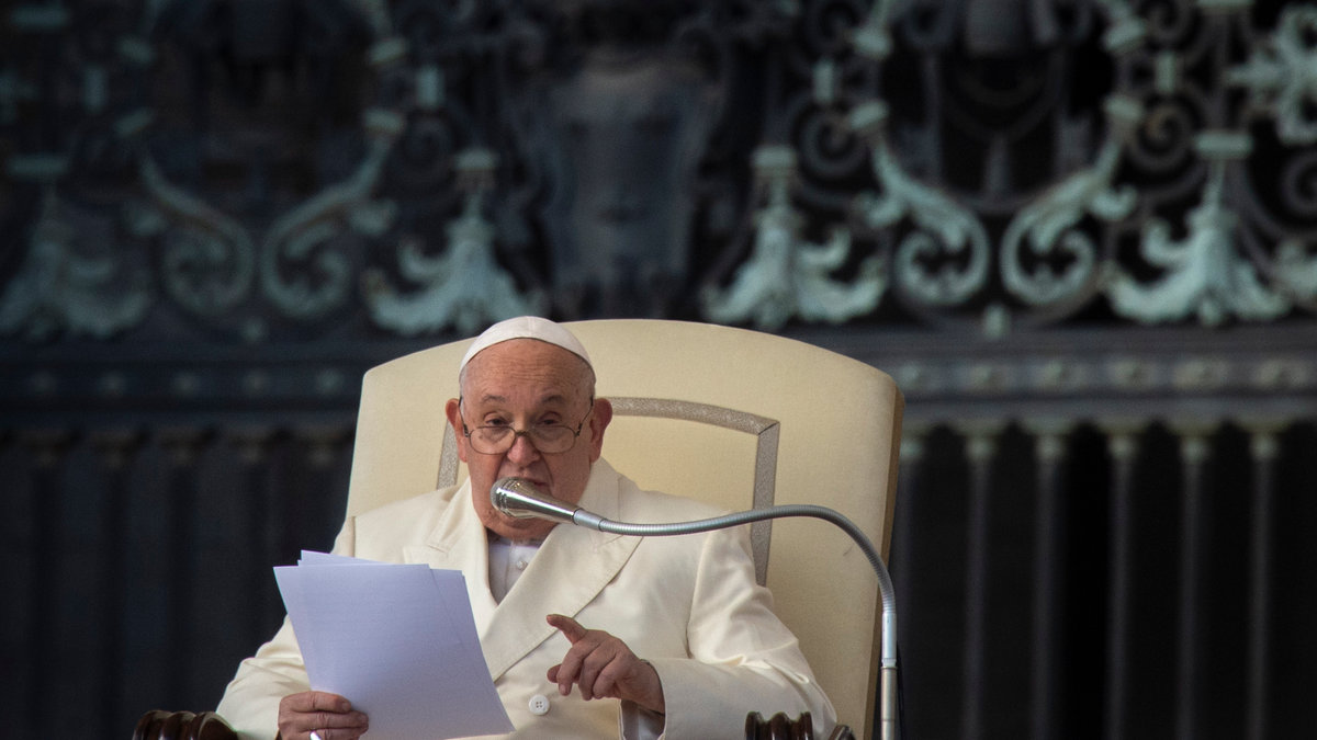 Pope Francis during his weekly general audience in Saint Peter's square at the Vatican