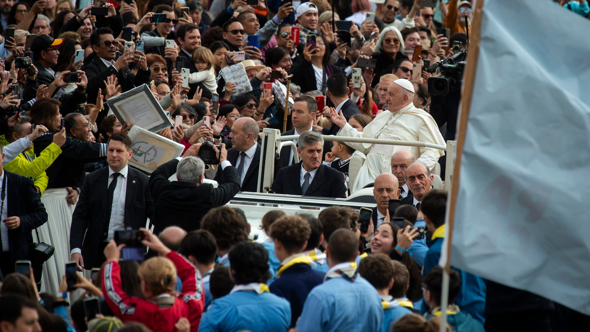 Pope Francis during his weekly general audience in Saint Peter's square at the Vatican