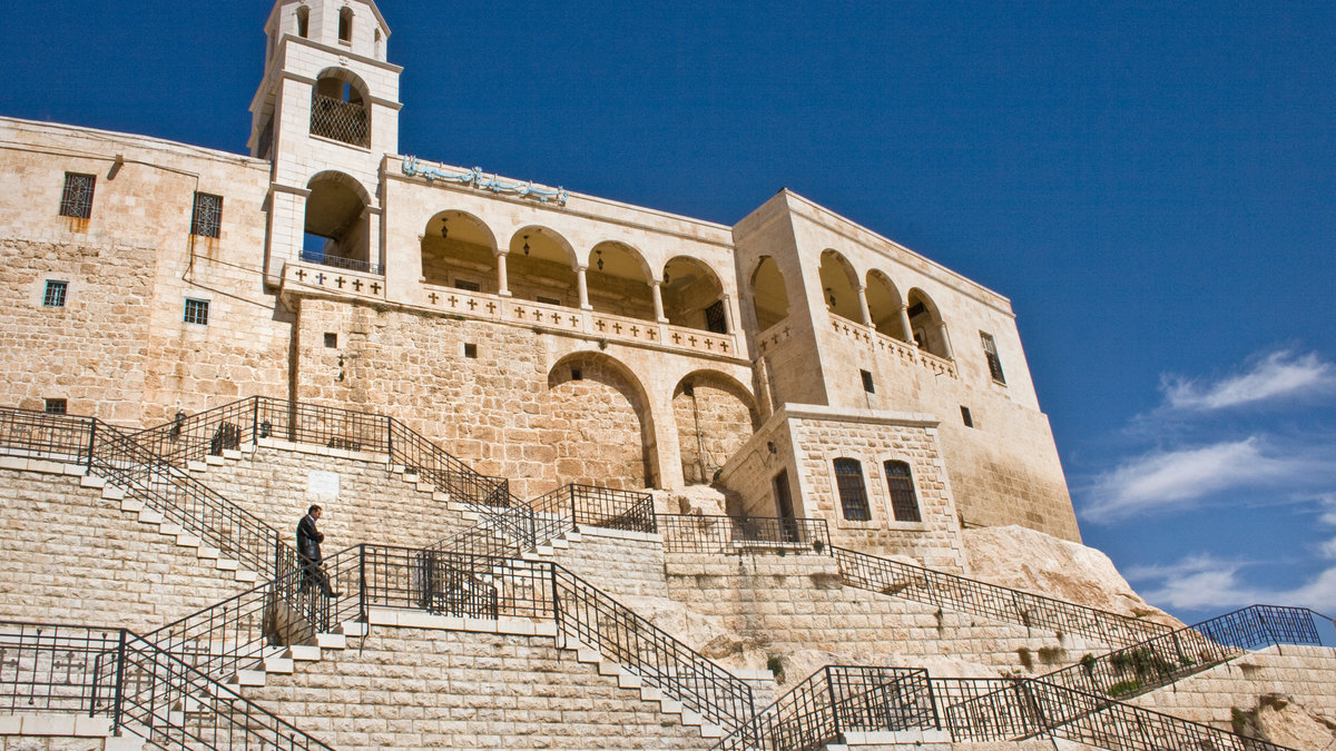 Saidnaya, Syria - March 7, 2011: Convent of Our Lady Monastery in Saidnaya (Saydnaya or Sednaya), Syria