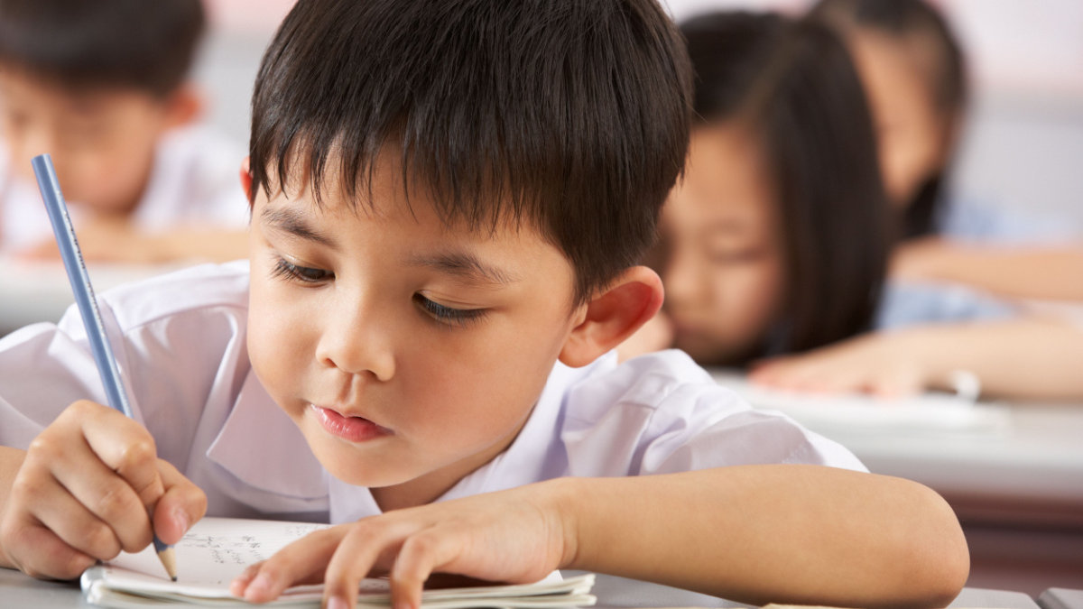 Enfant, école, études, enseignement, devoirs, chine, asie