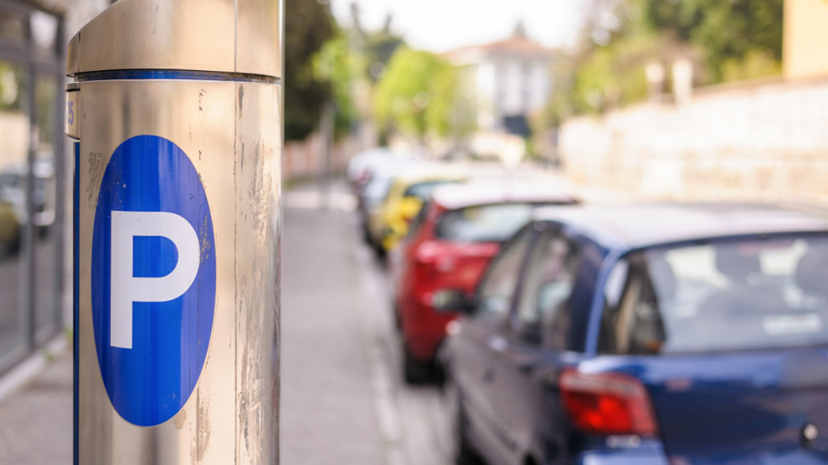 Machine parking on a city street