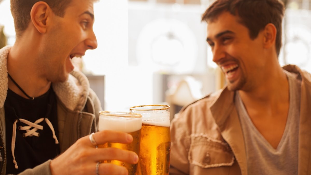 young men temperance laughing beer alcohol joy