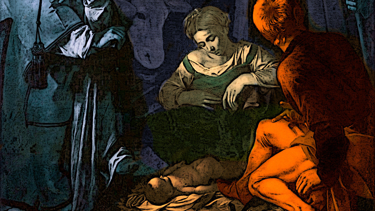 "Nativity with St. Francis and St. Lawrence" lost painting by Caravaggio