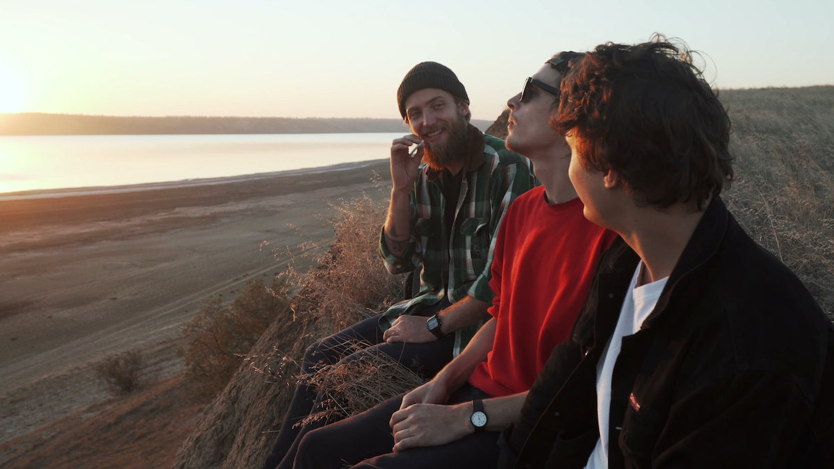 Young guys sharing a joint