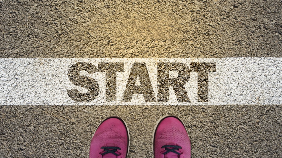 A person standing in the starting line