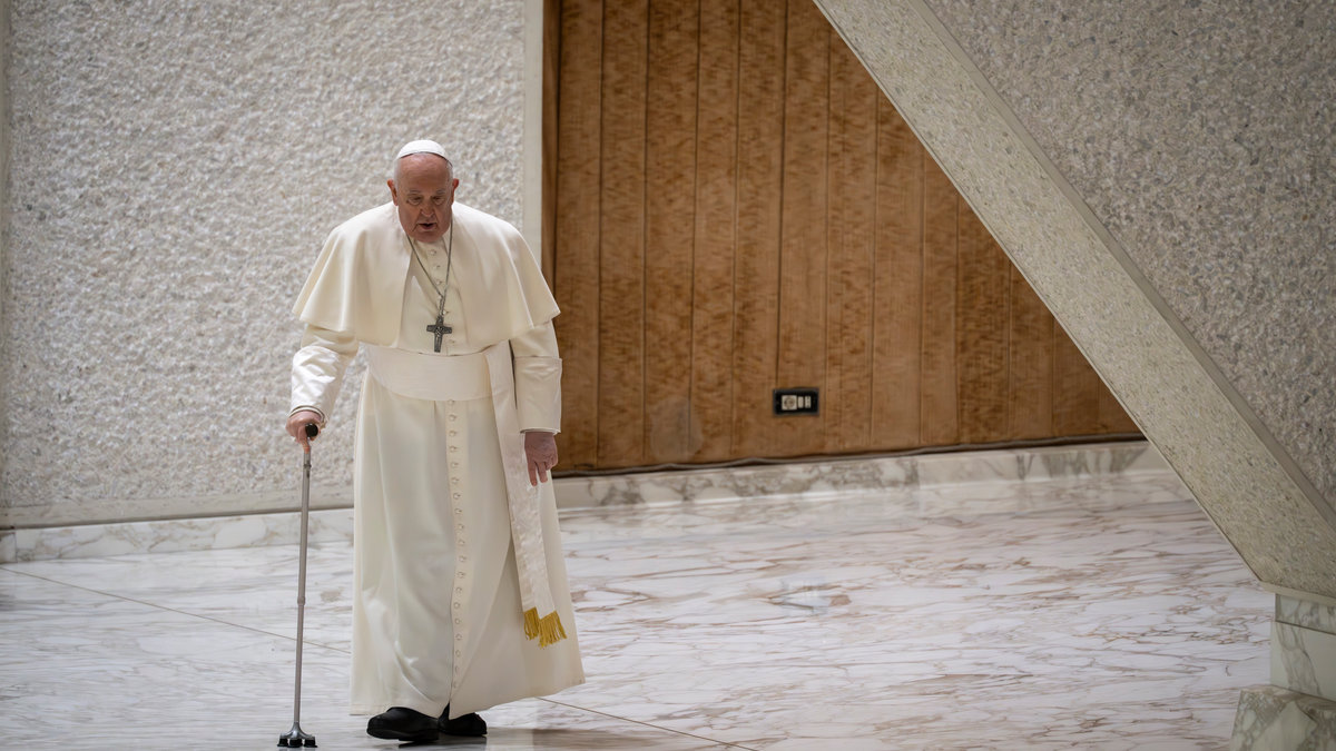 Pope Francis during his weekly general audience in Paul VI Hall at the Vatican on January 31, 2024