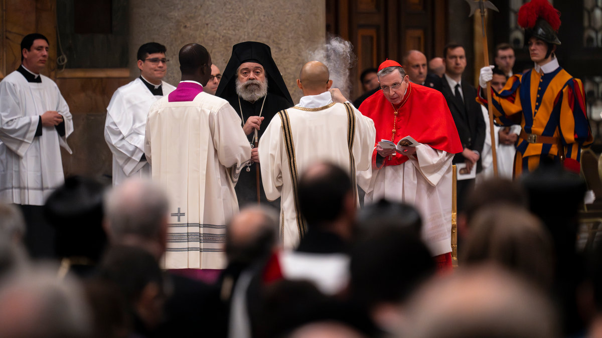 Pope Francis leads the vespers in the Roman Basilica of St. Paul Outside The Walls