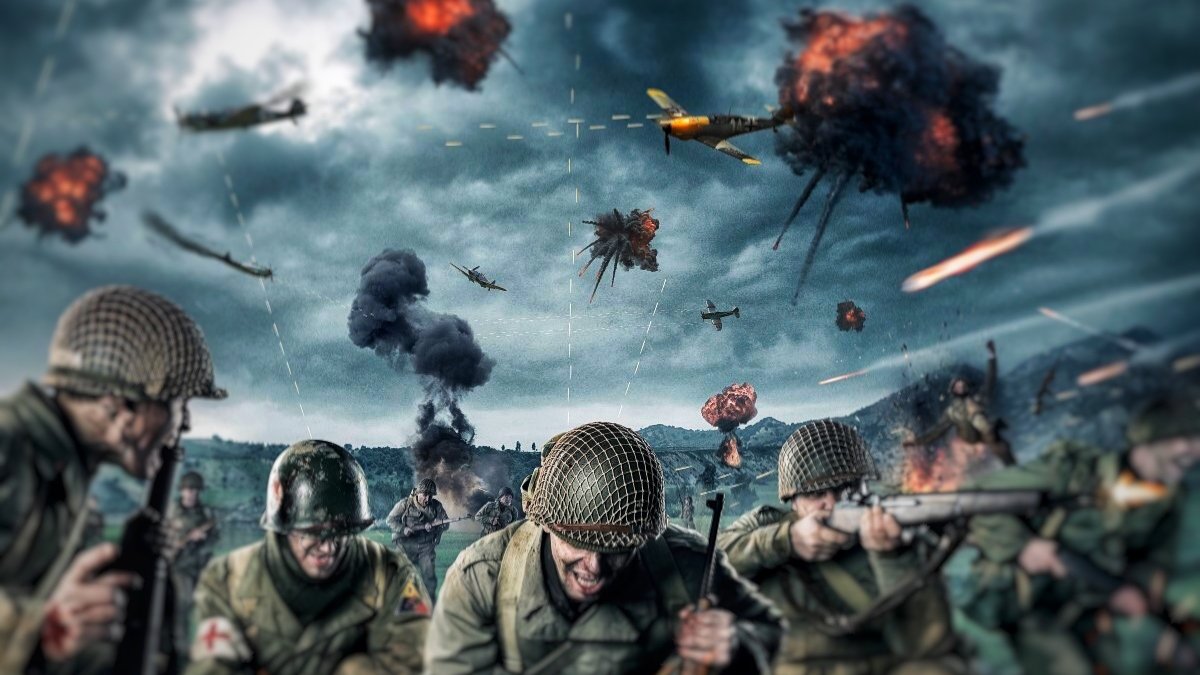 Illustration of WWII battle
