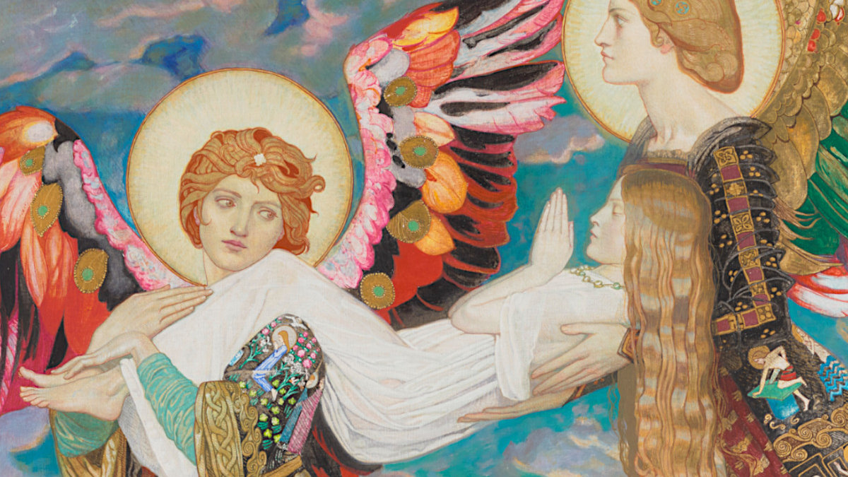 "St Bride" by John Duncan showing St. Brigid being carried to heaven by angels