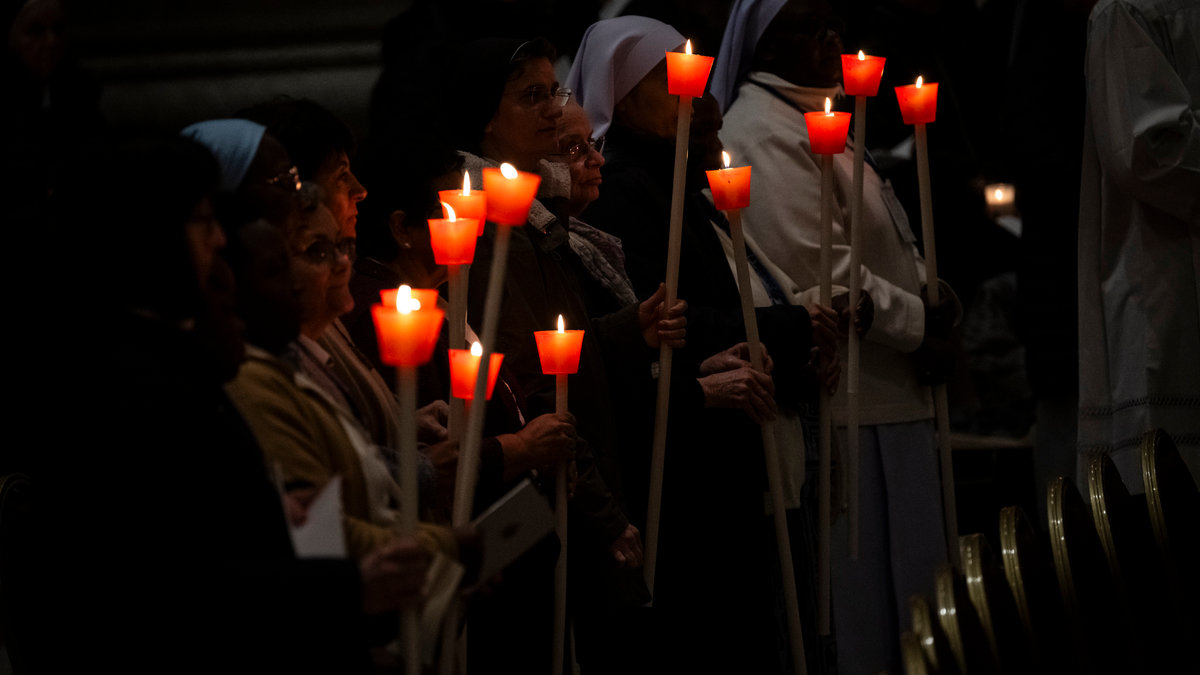 Pope Francis leads a mass at St Peter’s basilica for the Feast of the Presentation of the Lord on February