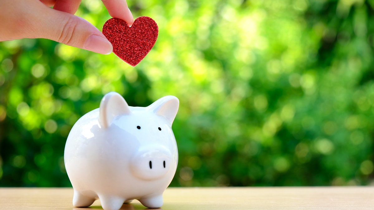 PIggy bank heartt, donation