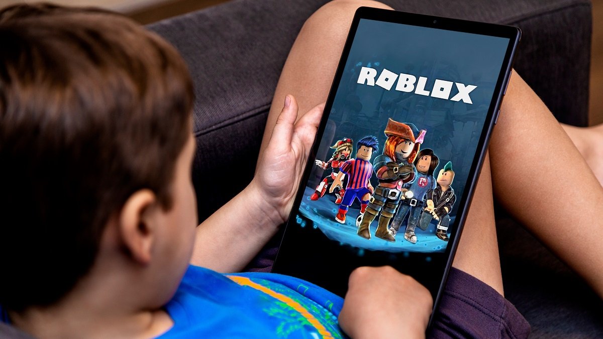 Boy playing Roblox