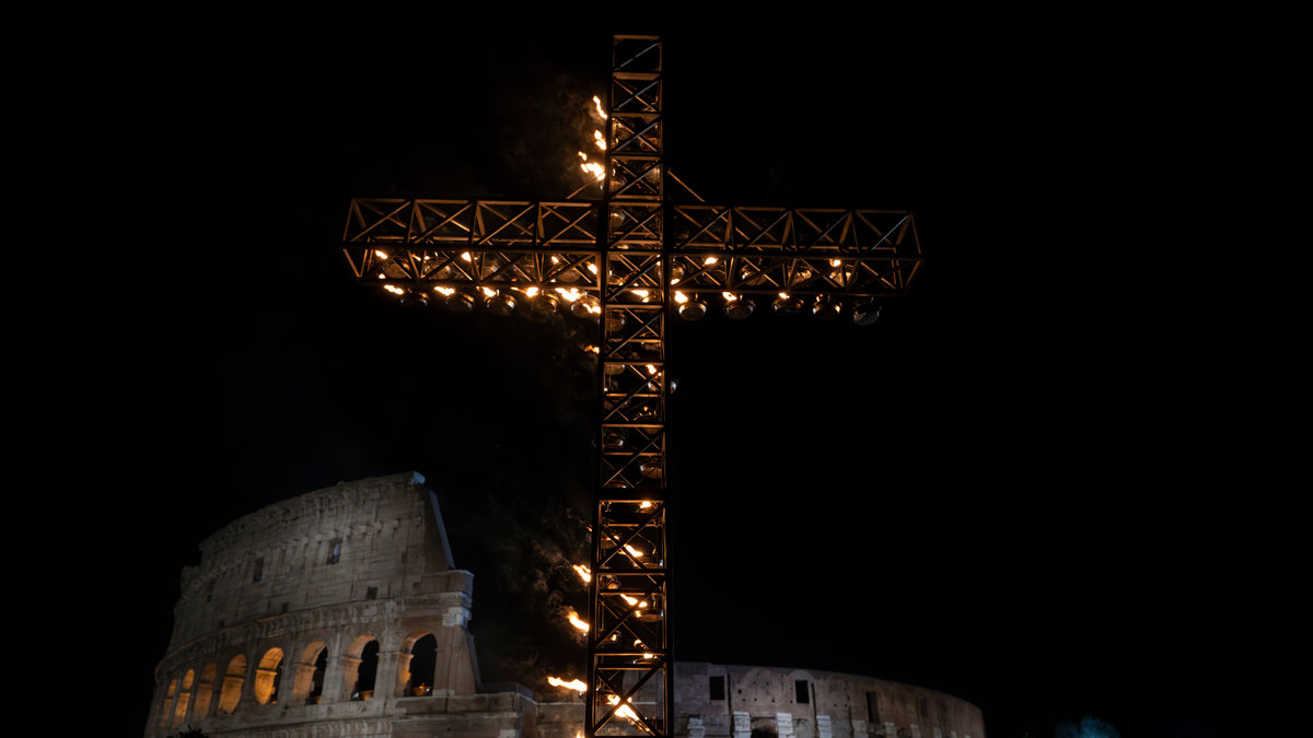 A general view shows the Colosseum before the Way of the Cross (Via Crucis)